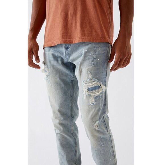 PacSun Light Stitch & Repair Stacked Skinny Jeans - Picture 3 of 16
